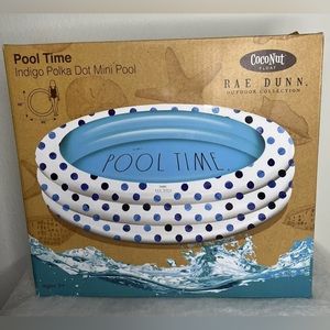 Coconut Float Rae Dunn “POOL TIME” Aqua Polka Dot Mini Pool Ages 5 +